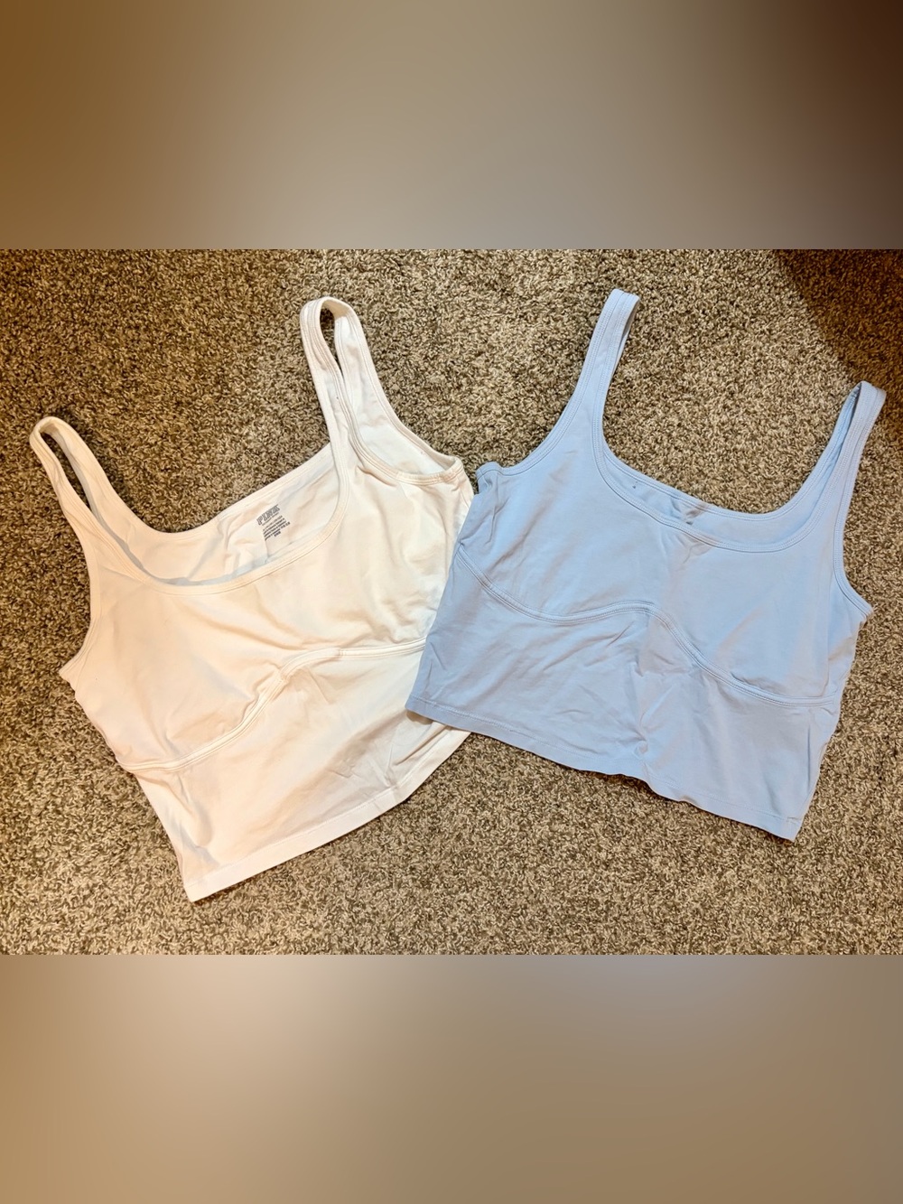 PINK Victoria's Secret Corset Crop Tanks - White & Light Blue
